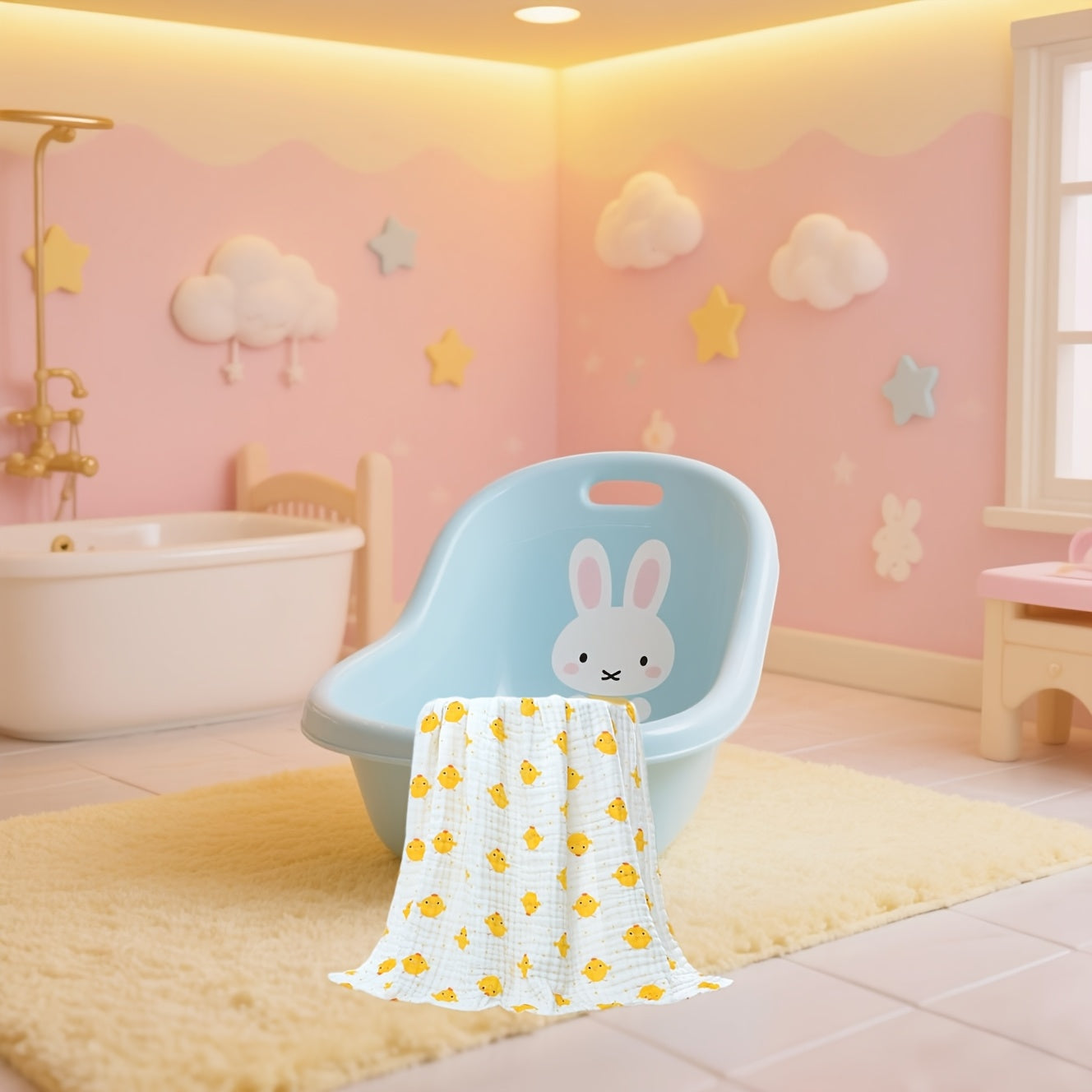 Children's 6-Layer 100% Cotton Gauze Hooded Bath Towel Cape & Baby Wrap - Soft Breathable Absorbent Multi-Use Shower, Bathing Accessory, Post-Surgery Wrap (Multicolor) - ' & Bath Care Essentials