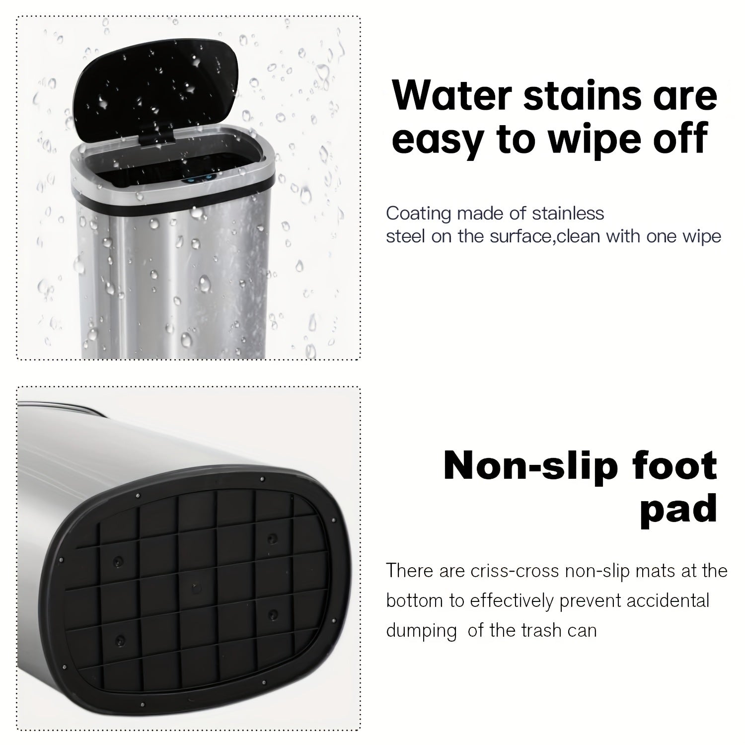 Automatic Trash Can, Touchless Motion Sensor Garbage Can, Stainless Steel with Lid Anti-Fingerprint Mute Designed, 13 Gallon 50L, for Kitchen Office Bedroom Living Room