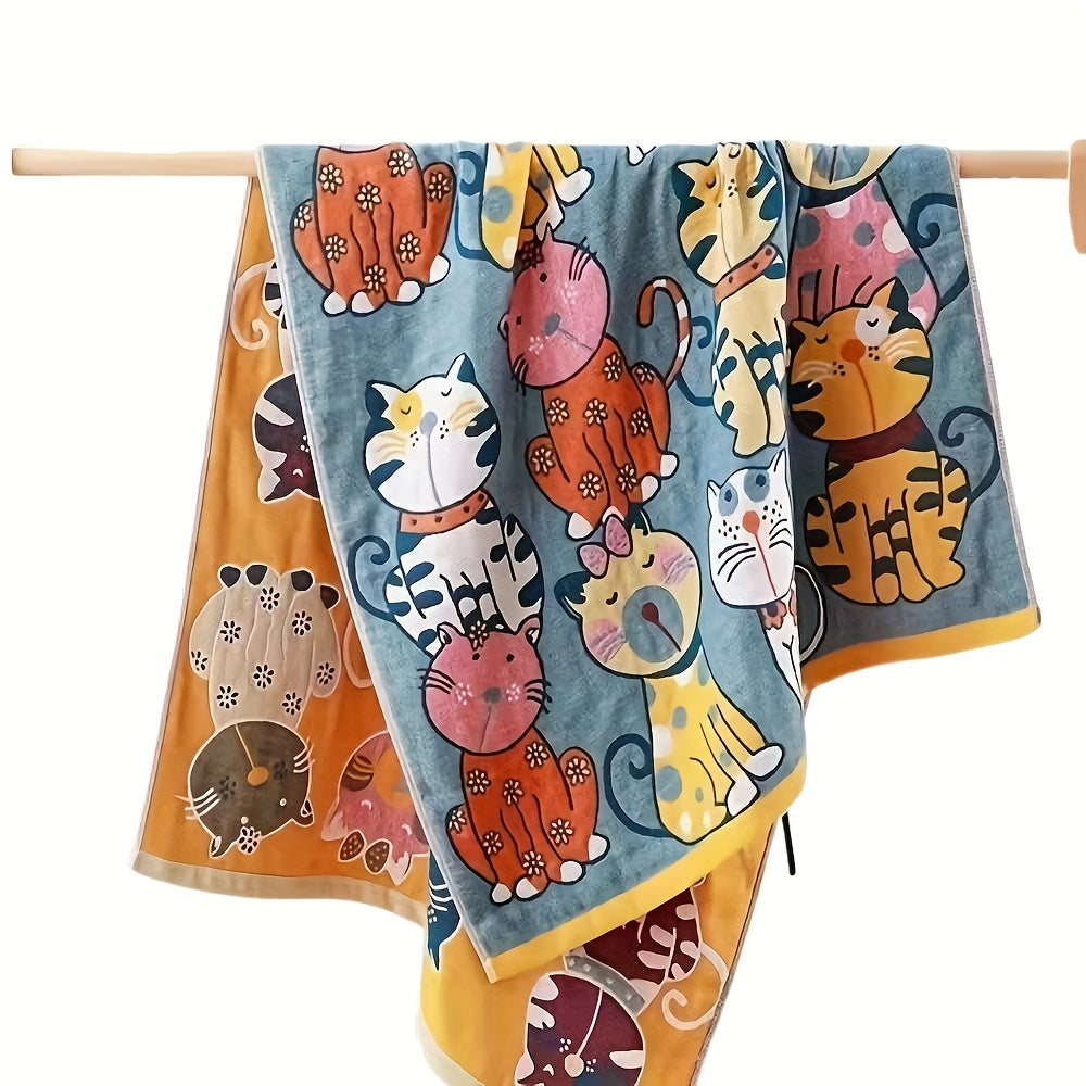 Cotton Bath Towel, Oversized Cartoon Gauze Towel, Super Soft Highly Absorbent Quick-Drying, for Home Bathroom, Breathable Comfortable Household Towel