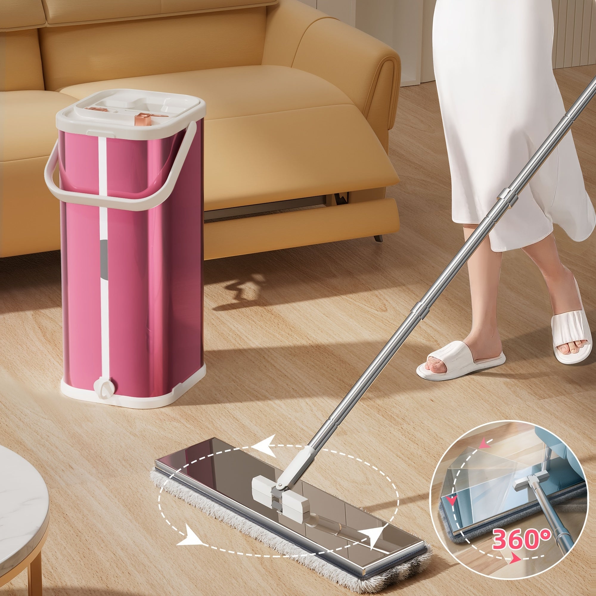 New Type Of Sewage Separation Hands-free Mop, Fiber Cloth Head Lazy Mop, Cleaning And Separating Dust, Hair And Sewage, Flat Mop Suitable For Household, Kitchen, Bathroom Floor Cleaning Tools