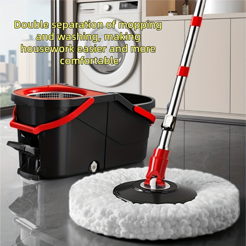 Foot-operated Rotating Mop Bucket Set, Foot Pedal Rotation Is Convenient And Quick, 360-degree Rotation Stainless Steel Handle Is Suitable for Hard Surface Floor Cleaning, with Microfiber Mop Replacement Head, Suitable for Office And Home Use