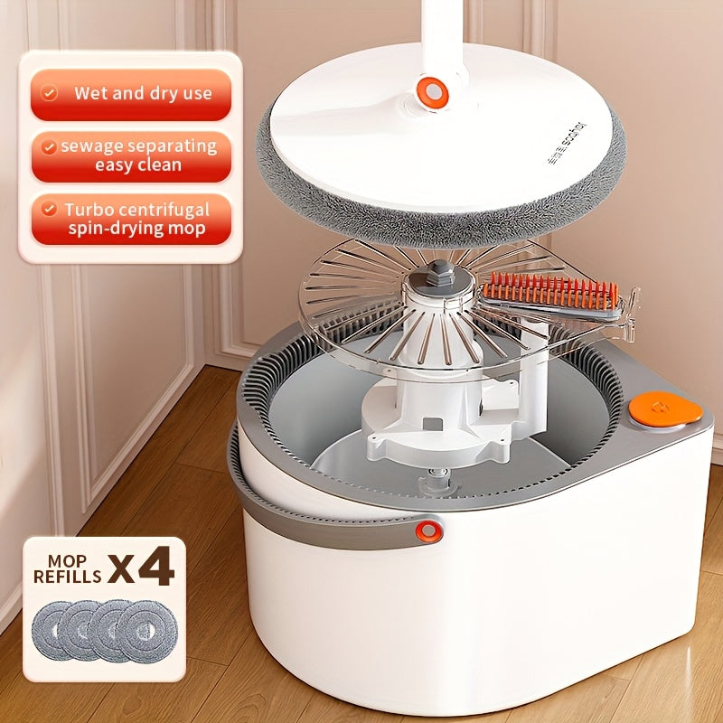 Joybos® Sewage Separation Hands-free Wash Mop And Bucket Set, With Three Types Mop Heads, Household Rotating Floor Mop, Lazy Mop, Dust Removal Mop, Dry And Wet Use, Perfect For Home, Kitchen, Bathroom Floor, Cleaning Supplies, Cleaning Tool.