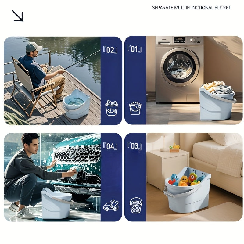 Foot-operated Rotating Mop Bucket Set, Foot Pedal Rotation Is Convenient And Quick, 360-degree Rotation Stainless Steel Handle Is Suitable for Hard Surface Floor Cleaning, with Microfiber Mop Replacement Head, Suitable for Office And Home Use