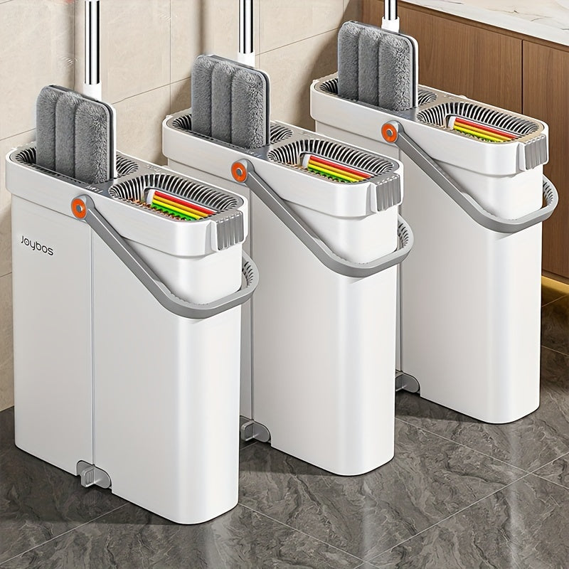 12.99inch Microfiber Flat Mop And Bucket Set Floor Cleaning System, Wet Dry Mop For Wall Cleaner With Long Handle, Hardwood Floor Mop With Microfiber Cloths. Bedroom\u002F Bathrooms\u002Fliving Room Mops For Floor Cleaning