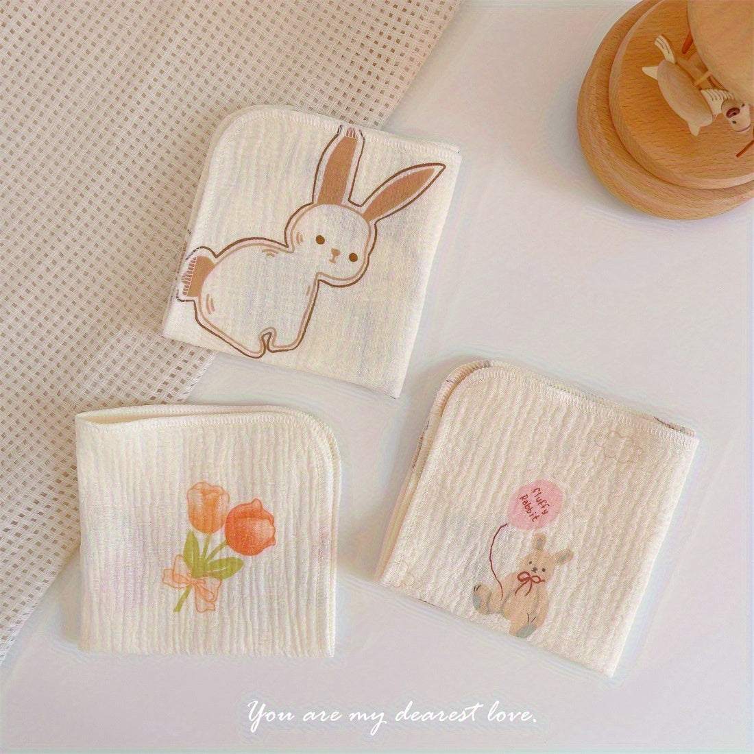 10 Pack Cute Cartoon Baby Face Wash Towels Soft Breathable Small Square Towel Baby Bath Towel