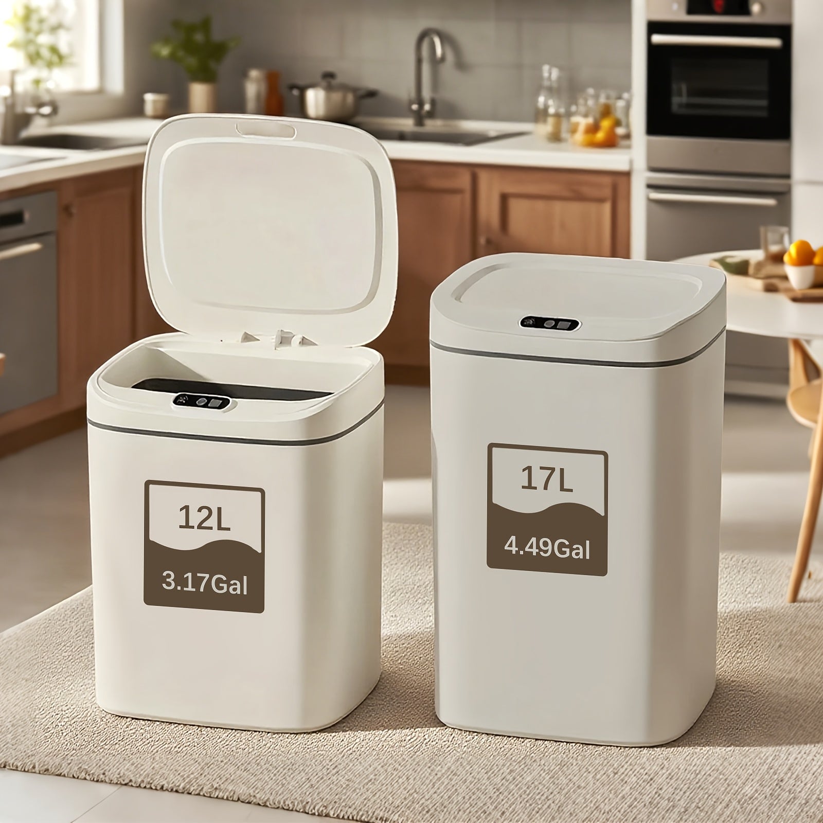 One-piece3.17gal\u002F4.49gal Two Options Large Capacity Household Smart Trash Can with Deodorizing Function, Multi-purpose (automatic Kick And Knee Sensing) And Smart Silent (opening And Closing Design), Suitable for Kitchen, Bedroom, Office, Gap