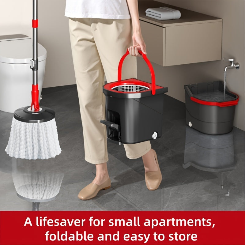 Foot-operated Rotating Mop Bucket Set, Foot Pedal Rotation Is Convenient And Quick, 360-degree Rotation Stainless Steel Handle Is Suitable for Hard Surface Floor Cleaning, with Microfiber Mop Replacement Head, Suitable for Office And Home Use