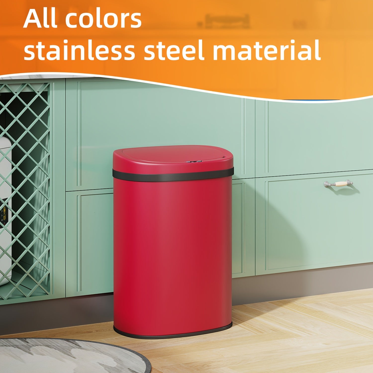 Automatic Trash Can, Touchless Motion Sensor Garbage Can, Stainless Steel with Lid Anti-Fingerprint Mute Designed, 13 Gallon 50L, for Kitchen Office Bedroom Living Room