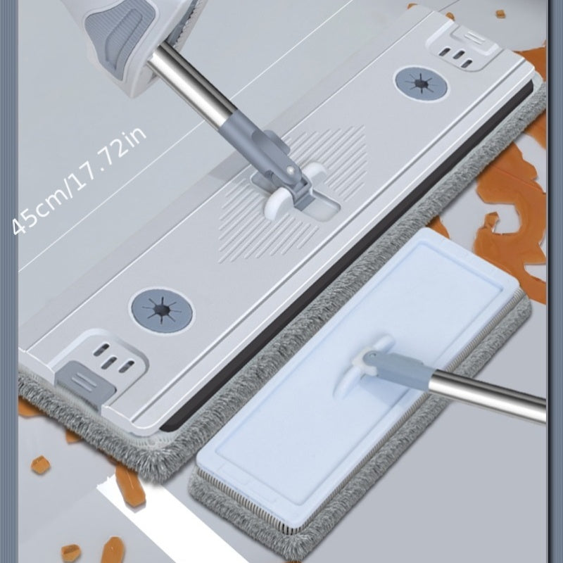 17.72inch Flat Mop and Folding Bucket Set with 5 Reusable Mop Pads | Heavy-Duty Wet\u002FDry Floor, 360° Rotating Head, Hands-Free Wringing System, Space-Saving Design for Hardwood, Tile, Laminate Floors - Low-Maintenance Mop System, Spray Mop