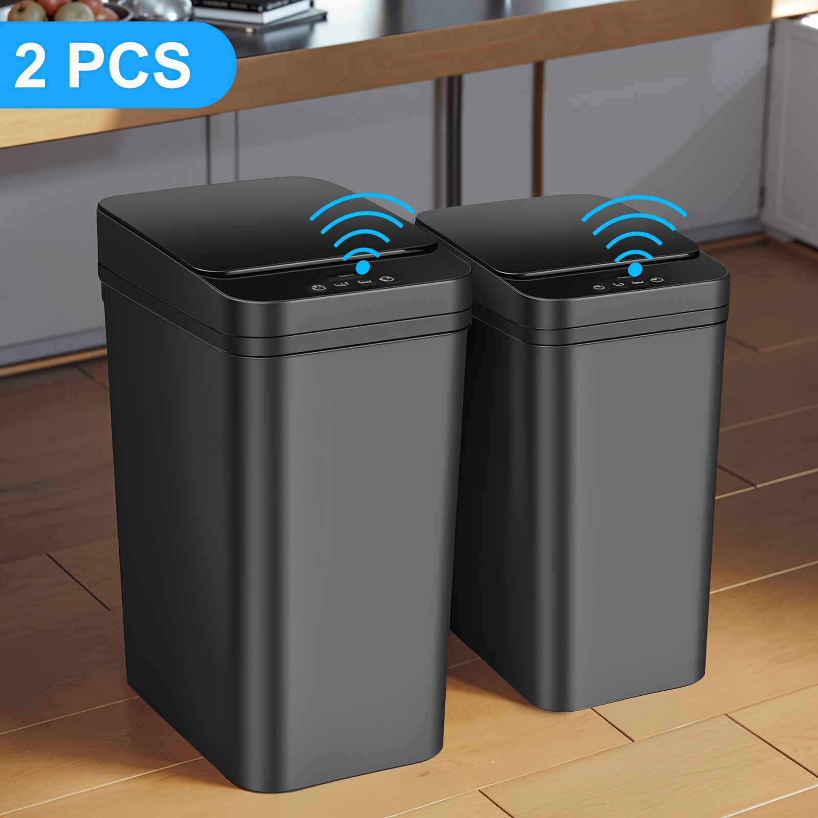 2 Pack Bathroom Automatic Trash Can with Lid, 4 Gallon And 2.8 Gallon Touchless  Garbage Can Slim Motion Sensor Smart Trash Bin for Bedroom, Office, Living Room