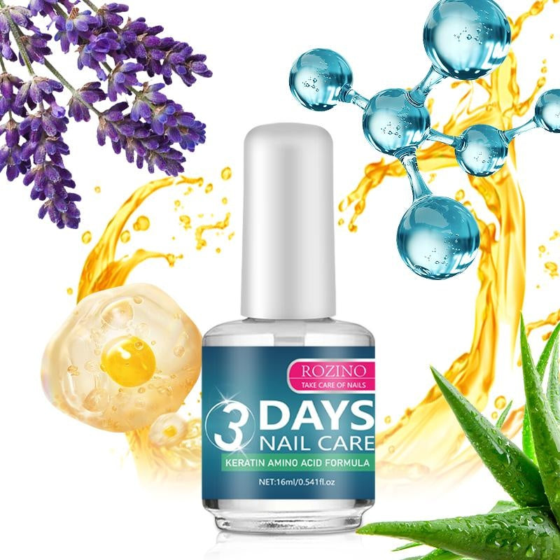 [3 bottles]ROZINO 3 Days Nail Care - Keratin Amino Acid Formula for Superior Nail Nourishment Manicure Treatment with High Brightness & Scratch Resistance 16ml