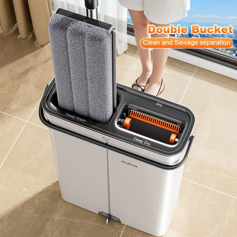 Set of Flat Mop And Bucket with an Improved Wringer, Allowing Hands-Free Operation for Cleaning Floors. Suitable for Both Wet And Dry Use, It Effectively Separates Dirty And Clean Water. Ideal for Deep Cleaning Floors And Walls