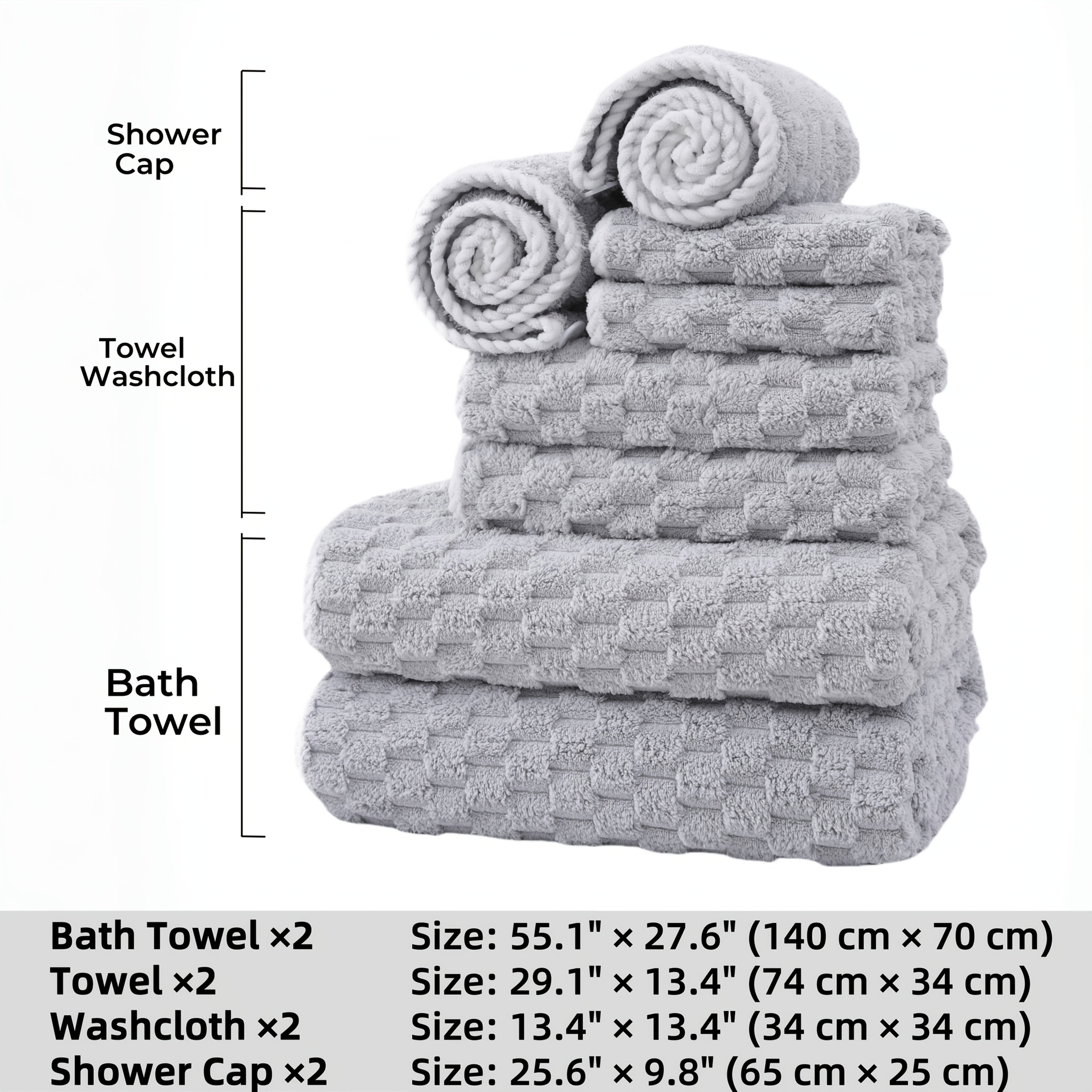 Pack Of 4 Waffled Super Soft Bath Towels - Super Absorbent Quick-Drying Microfiber Towels for Adults - 80%, 20% Polyamide - Suitable for Spa, Fitness, Travel & Everyday Use - Perfect Gift for Home & Gym