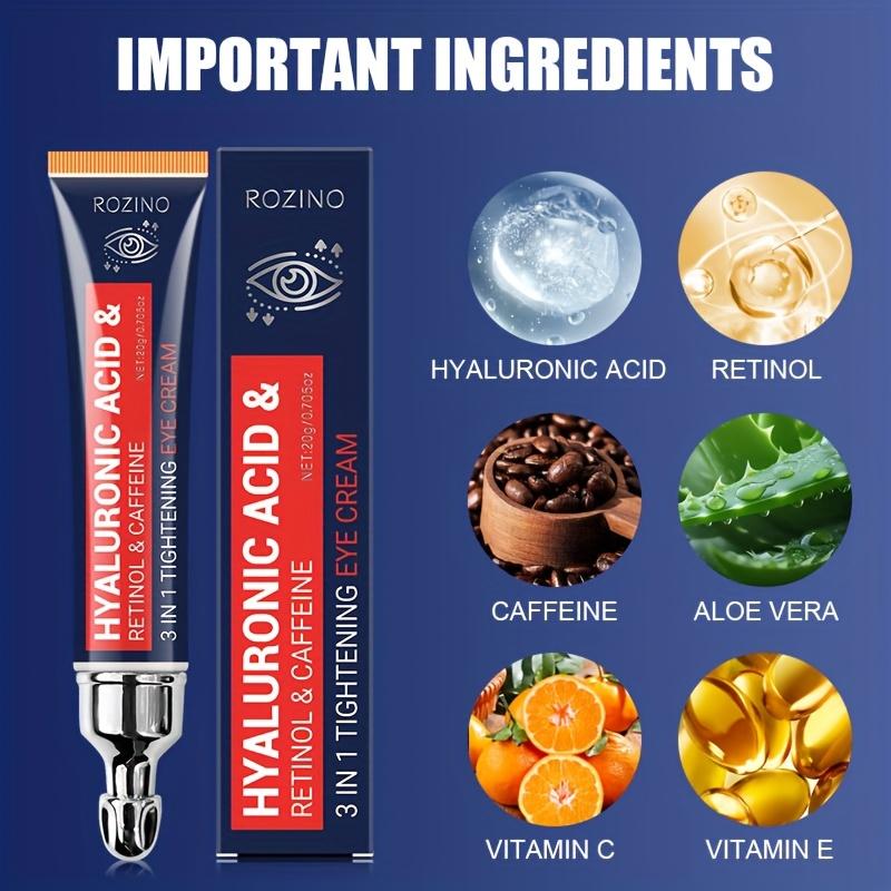 6% Caffeine Eye Cream for Dark Circles - Rapid Wrinkle Repair, Daily 1% Retinol & Hyaluronic Acid to Fight Fine Lines, Wrinkles, & Dark Spots, Eye Care Suitable for Men and Women's 0.71 fl. oz