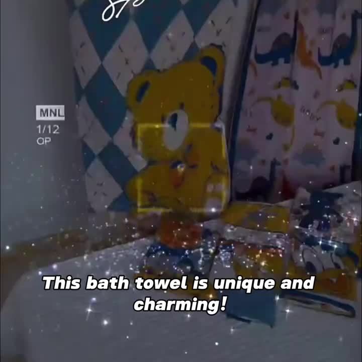 Cotton Bath Towel, Oversized Cartoon Gauze Towel, Super Soft Highly Absorbent Quick-Drying, for Home Bathroom, Breathable Comfortable Household Towel