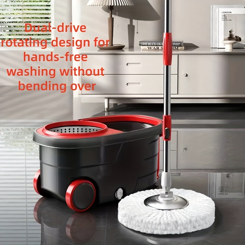 Foot-operated Rotating Mop Bucket Set, Foot Pedal Rotation Is Convenient And Quick, 360-degree Rotation Stainless Steel Handle Is Suitable for Hard Surface Floor Cleaning, with Microfiber Mop Replacement Head, Suitable for Office And Home Use