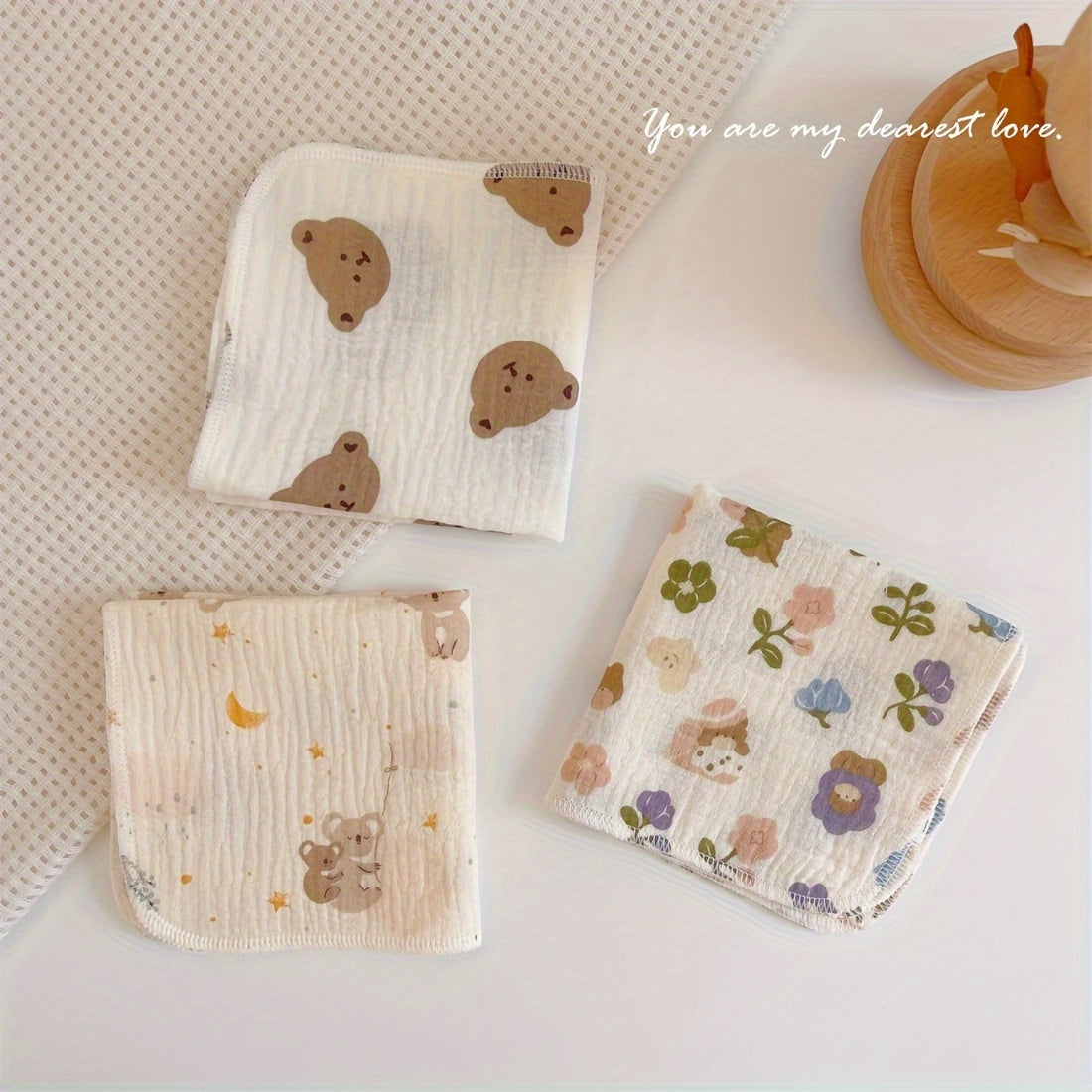 10 Pack Cute Cartoon Baby Face Wash Towels Soft Breathable Small Square Towel Baby Bath Towel