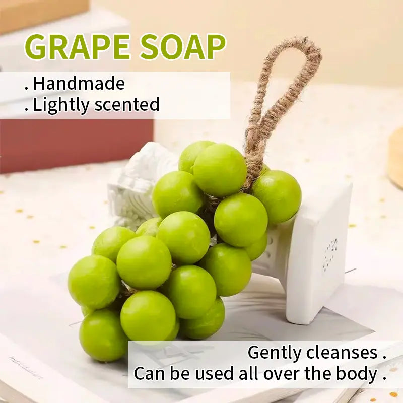 ROZINO Grape Soap on a Rope - Decorative Aromatic Artisan Bar for Hand Wash Bath Fresh Air Gift for Men Women Enhances Ambiance with Unique Rope Design Made with Grapeseed Oil and Olive Oil Body Care Daily Cleanser