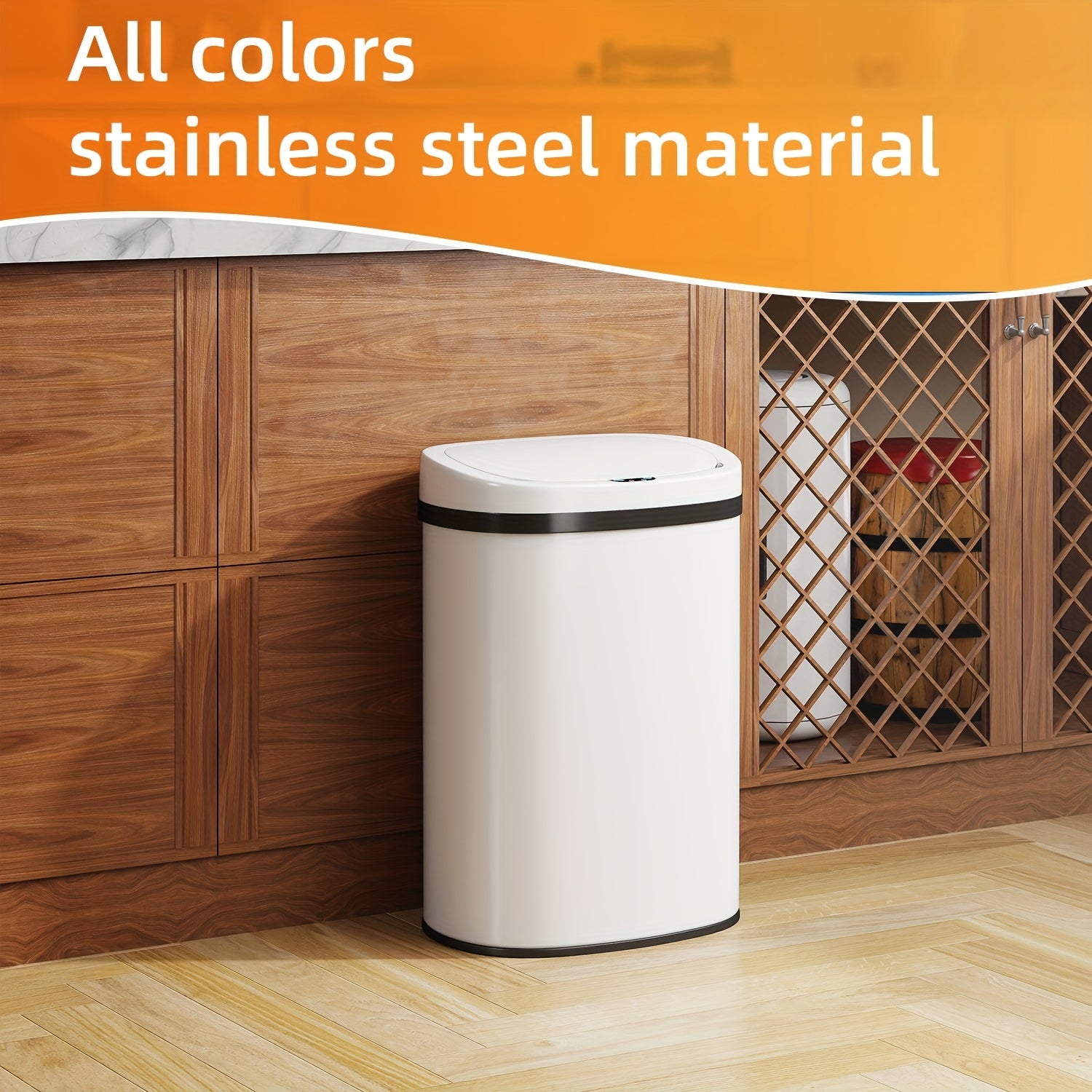 Automatic Trash Can, Touchless Motion Sensor Garbage Can, Stainless Steel with Lid Anti-Fingerprint Mute Designed, 13 Gallon 50L, for Kitchen Office Bedroom Living Room