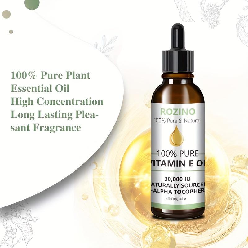 Rozino 100% Pure Natural Vitamin E Oil - Safe & Sustainable Formula Serums Skin Repair body oil lemon balm jojoba oil levanta batana oil dry body oil curly  hair  oil  treatment