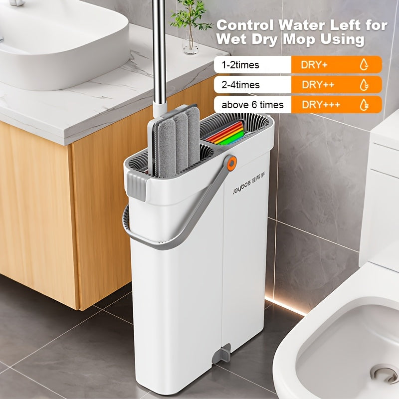 1 Set Microfiber Mop And Bucket Set-with Washable Reusable Microfiber Cloths, Dry-Wet Separation Bucket And Dehydration Function, Wet And Dry Mops, Family Wood Floor Tile Universal Home Cleaning Tool, Ideal for Bedroom, Kitchen, Bathroom