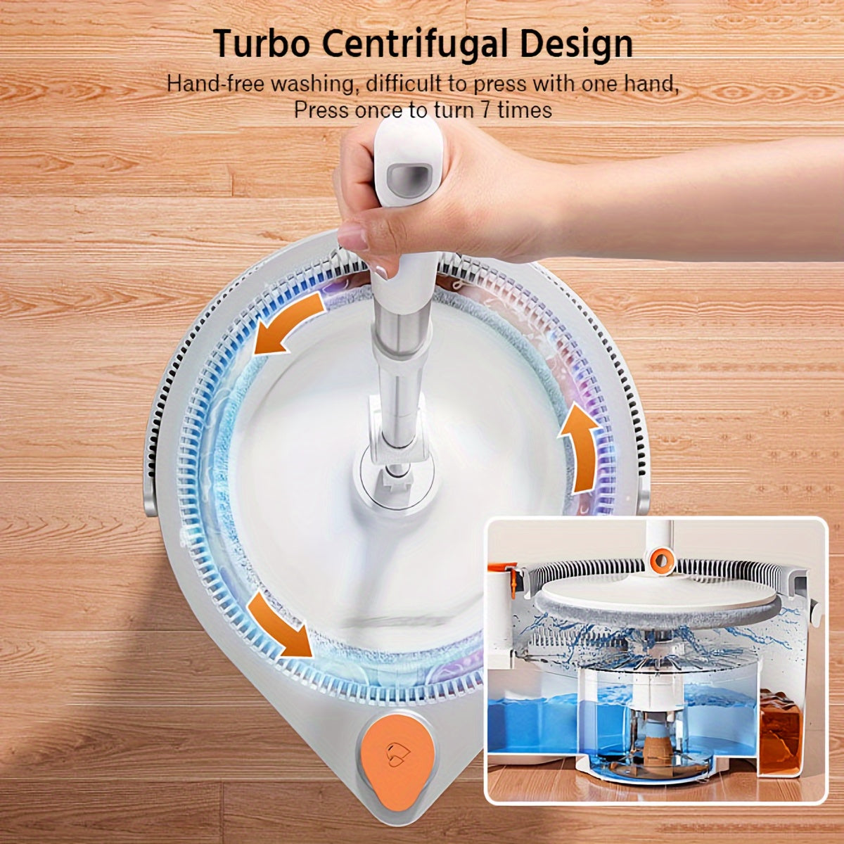 Joybos® Sewage Separation Hands-free Wash Mop And Bucket Set, With Three Types Mop Heads, Household Rotating Floor Mop, Lazy Mop, Dust Removal Mop, Dry And Wet Use, Perfect For Home, Kitchen, Bathroom Floor, Cleaning Supplies, Cleaning Tool.