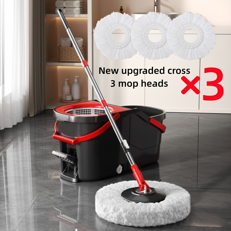 Foot-operated Rotating Mop Bucket Set, Foot Pedal Rotation Is Convenient And Quick, 360-degree Rotation Stainless Steel Handle Is Suitable for Hard Surface Floor Cleaning, with Microfiber Mop Replacement Head, Suitable for Office And Home Use