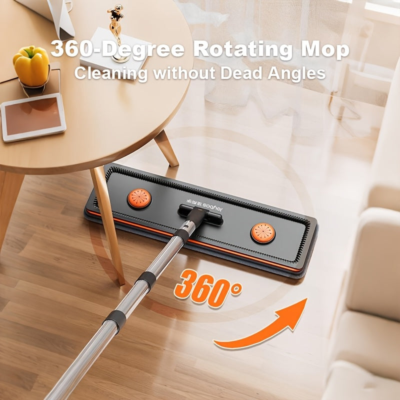 1 Set Microfiber Mop And Bucket Set-with Washable Reusable Microfiber Cloths, Dry-Wet Separation Bucket And Dehydration Function, Wet And Dry Mops, Family Wood Floor Tile Universal Home Cleaning Tool, Ideal for Bedroom, Kitchen, Bathroom