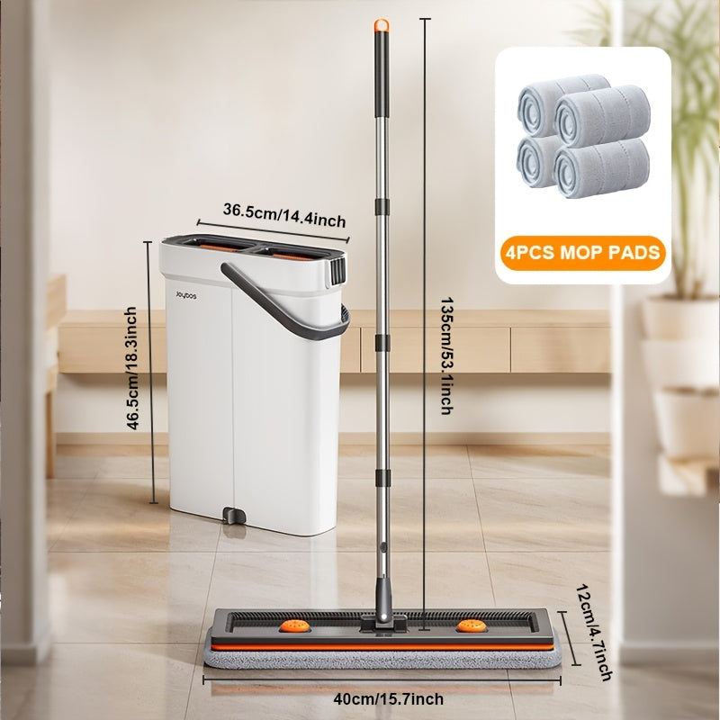 1 Set Microfiber Mop And Bucket Set-with Washable Reusable Microfiber Cloths, Dry-Wet Separation Bucket And Dehydration Function, Wet And Dry Mops, Family Wood Floor Tile Universal Home Cleaning Tool, Ideal for Bedroom, Kitchen, Bathroom