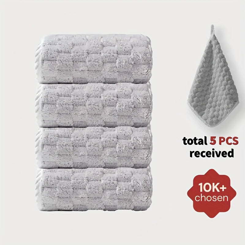 Pack Of 4 Waffled Super Soft Bath Towels - Super Absorbent Quick-Drying Microfiber Towels for Adults - 80%, 20% Polyamide - Suitable for Spa, Fitness, Travel & Everyday Use - Perfect Gift for Home & Gym