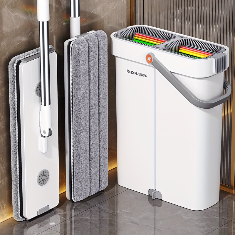 1 Set Microfiber Mop And Bucket Set-with Washable Reusable Microfiber Cloths, Dry-Wet Separation Bucket And Dehydration Function, Wet And Dry Mops, Family Wood Floor Tile Universal Home Cleaning Tool, Ideal for Bedroom, Kitchen, Bathroom