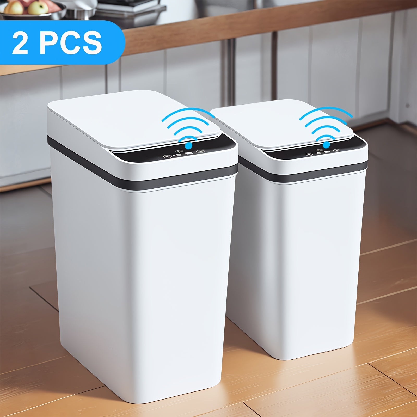 2 Pack Bathroom Automatic Trash Can with Lid, 4 Gallon And 2.8 Gallon Touchless  Garbage Can Slim Motion Sensor Smart Trash Bin for Bedroom, Office, Living Room