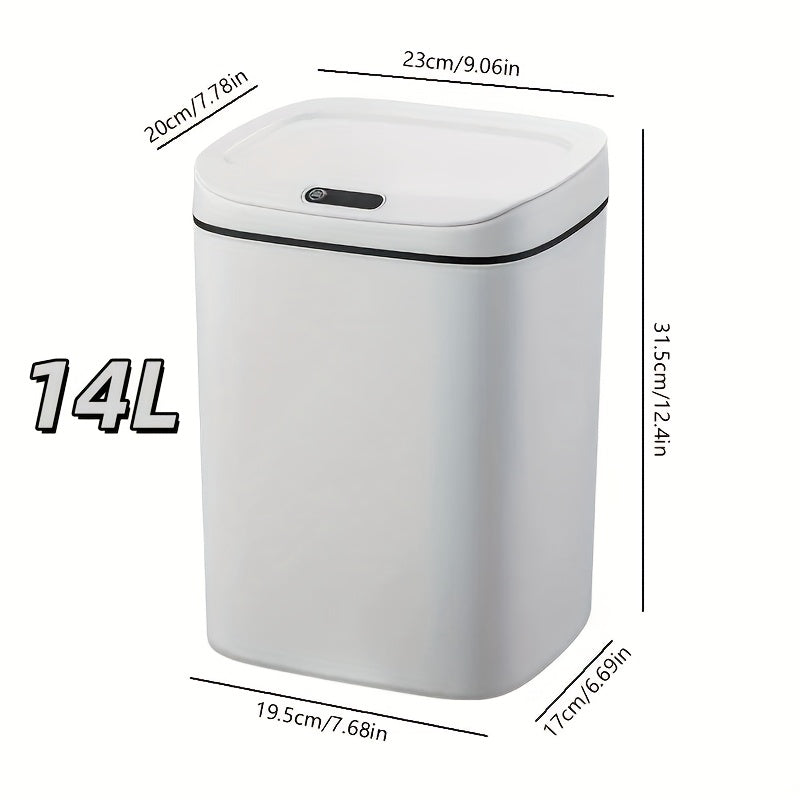 Motion-Activated Smart Trash Bin for Bathrooms, Featuring a Lid And Touchless Operation. Its Minimalist Design Makes It Ideal for Home, Kitchen, Office, Bathroom, And Outdoor Settings, Providing an Effective Solution for Kitchen Waste.