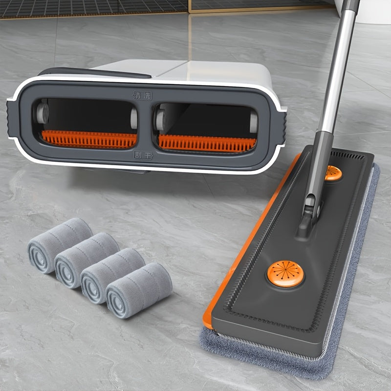 1 Set Microfiber Mop And Bucket Set-with Washable Reusable Microfiber Cloths, Dry-Wet Separation Bucket And Dehydration Function, Wet And Dry Mops, Family Wood Floor Tile Universal Home Cleaning Tool, Ideal for Bedroom, Kitchen, Bathroom