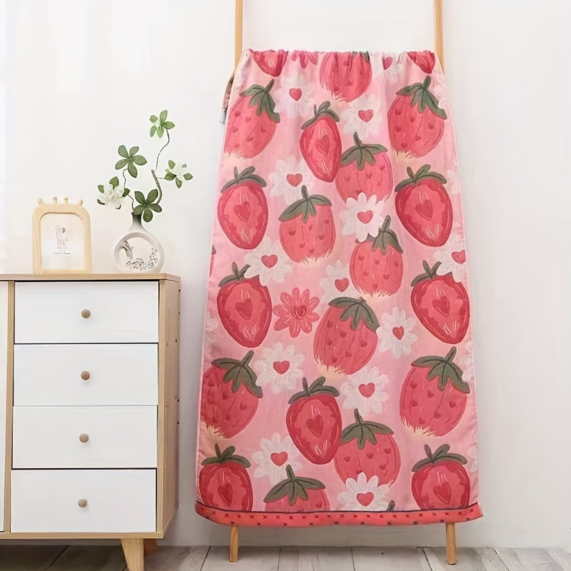 Cotton Bath Towel, Oversized Cartoon Gauze Towel, Super Soft Highly Absorbent Quick-Drying, for Home Bathroom, Breathable Comfortable Household Towel