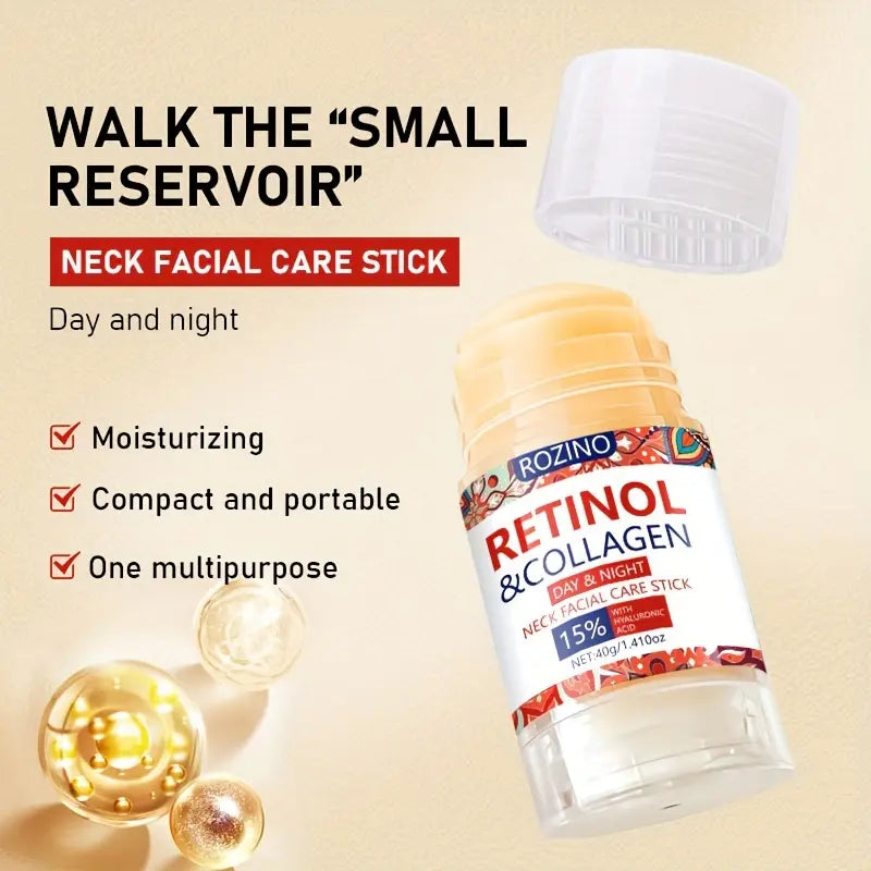 Retinol & Collagen Neck Facial Care Stick, Anti Aging Neckand Décolleté Firming Cream -Tighten and Hydrate Skin Day& Night Neck Tightening Cream Firm Repair SaggingRejuvenates Skin