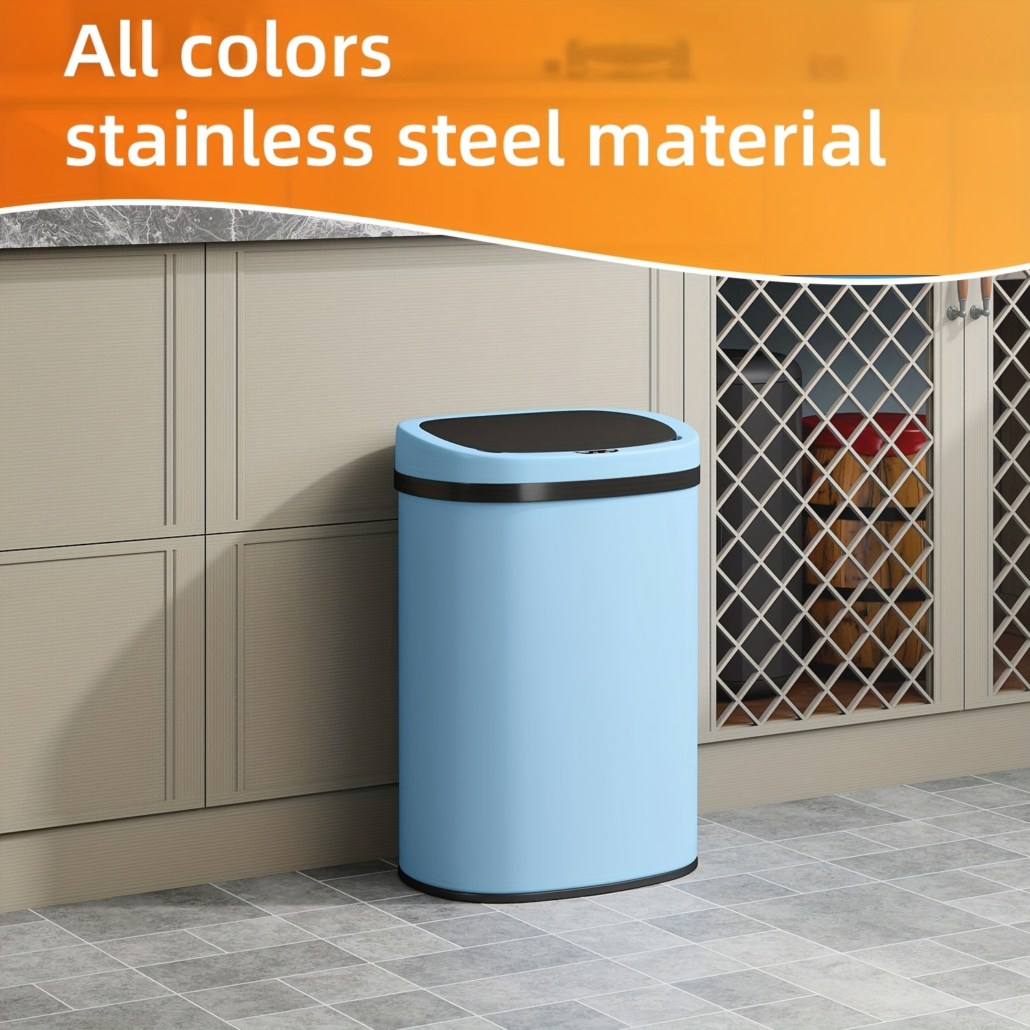 Automatic Trash Can, Touchless Motion Sensor Garbage Can, Stainless Steel with Lid Anti-Fingerprint Mute Designed, 13 Gallon 50L, for Kitchen Office Bedroom Living Room