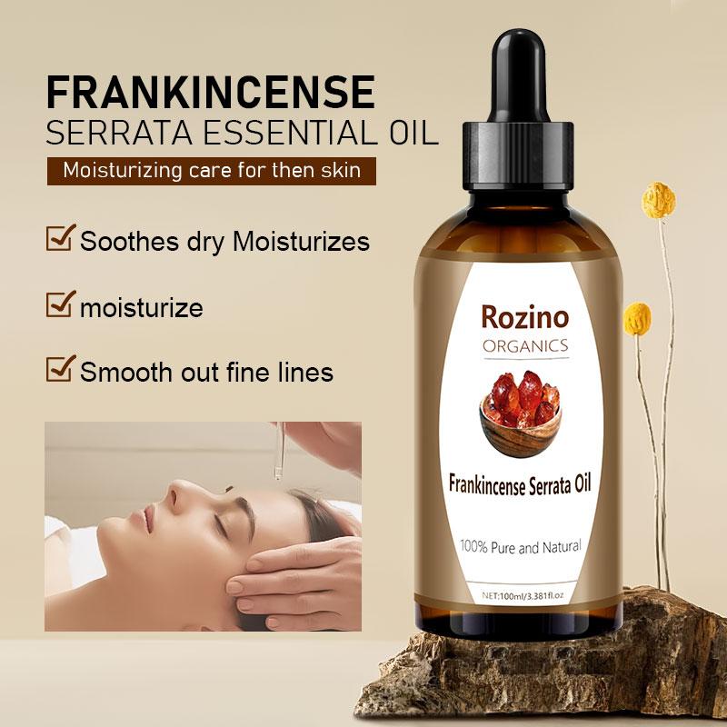 RozinoORGANICS Frankincense Serata Jojoba Oil 4fl oz | EWG Verified Organic, 100% Pure Cold-Pressed | For Skin, Hair, Nails & Cuticles – Unrefined, Hexane-Free | Natural Moisturizing Carrier Oil (Facial Serum/Gua Sha)
