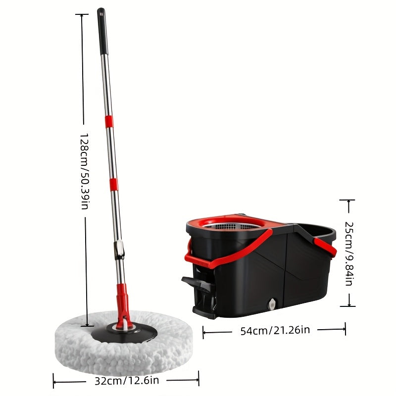 Foot-operated Rotating Mop Bucket Set, Foot Pedal Rotation Is Convenient And Quick, 360-degree Rotation Stainless Steel Handle Is Suitable for Hard Surface Floor Cleaning, with Microfiber Mop Replacement Head, Suitable for Office And Home Use