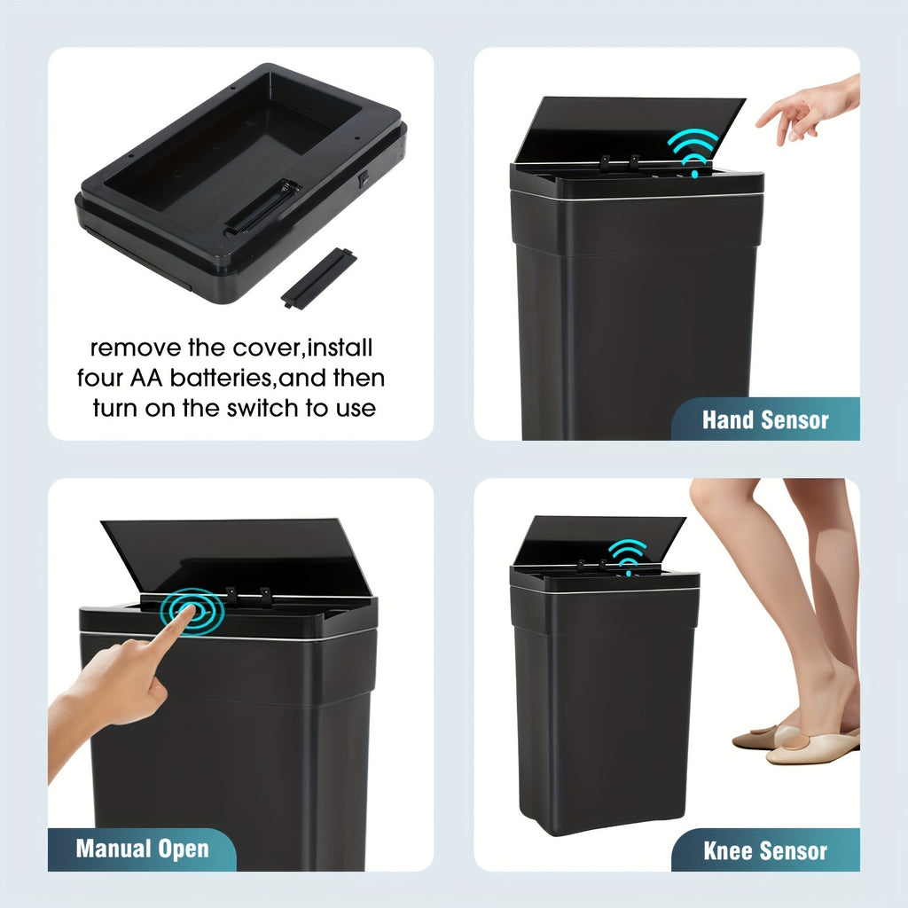 13 Gallon Trash Can Automatic Kitchen Trash Can Touch Free High-Capacity Garbage Can with Lid for Bedroom Bathroom Home Office 50 Liter
