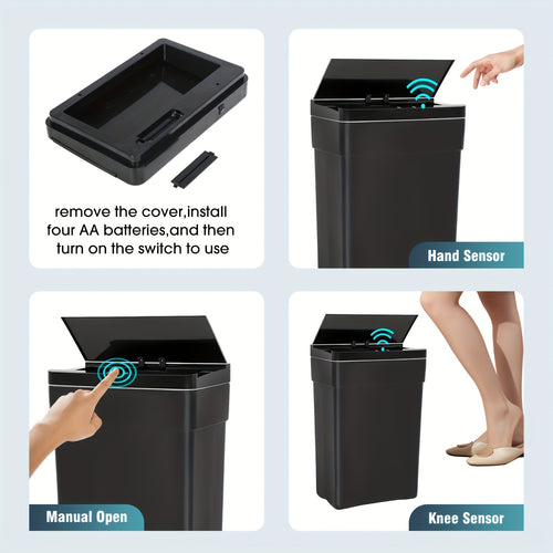 13 Gallon Trash Can Automatic Kitchen Trash Can Touch Free High-Capacity Garbage Can with Lid for Bedroom Bathroom Home Office 50 Liter