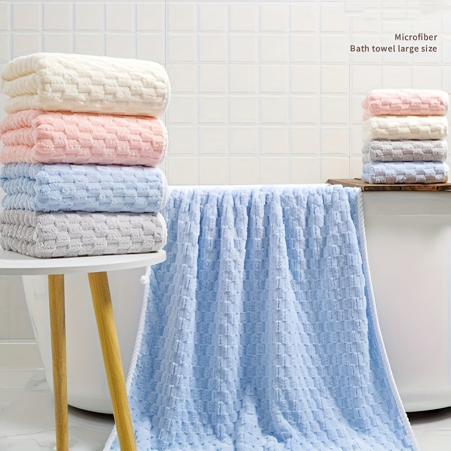 Pack Of 4 Waffled Super Soft Bath Towels - Super Absorbent Quick-Drying Microfiber Towels for Adults - 80%, 20% Polyamide - Suitable for Spa, Fitness, Travel & Everyday Use - Perfect Gift for Home & Gym