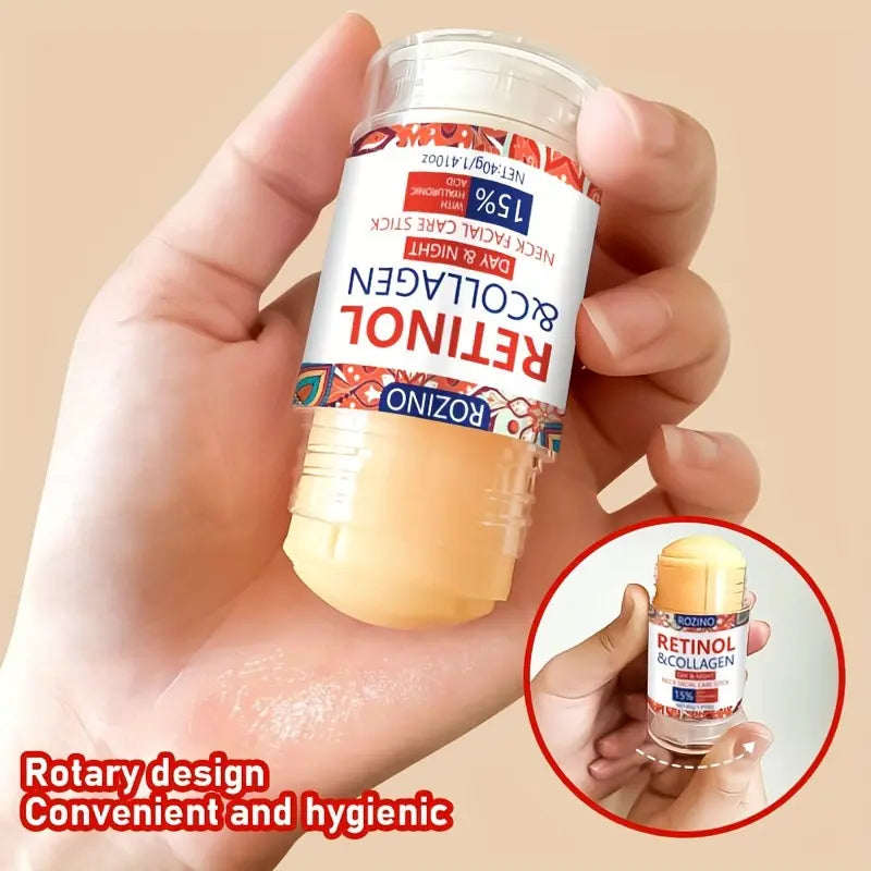 Retinol & Collagen Neck Facial Care Stick, Anti Aging Neckand Décolleté Firming Cream -Tighten and Hydrate Skin Day& Night Neck Tightening Cream Firm Repair SaggingRejuvenates Skin