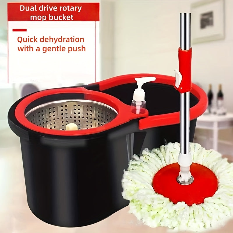 Foot-operated Rotating Mop Bucket Set, Foot Pedal Rotation Is Convenient And Quick, 360-degree Rotation Stainless Steel Handle Is Suitable for Hard Surface Floor Cleaning, with Microfiber Mop Replacement Head, Suitable for Office And Home Use