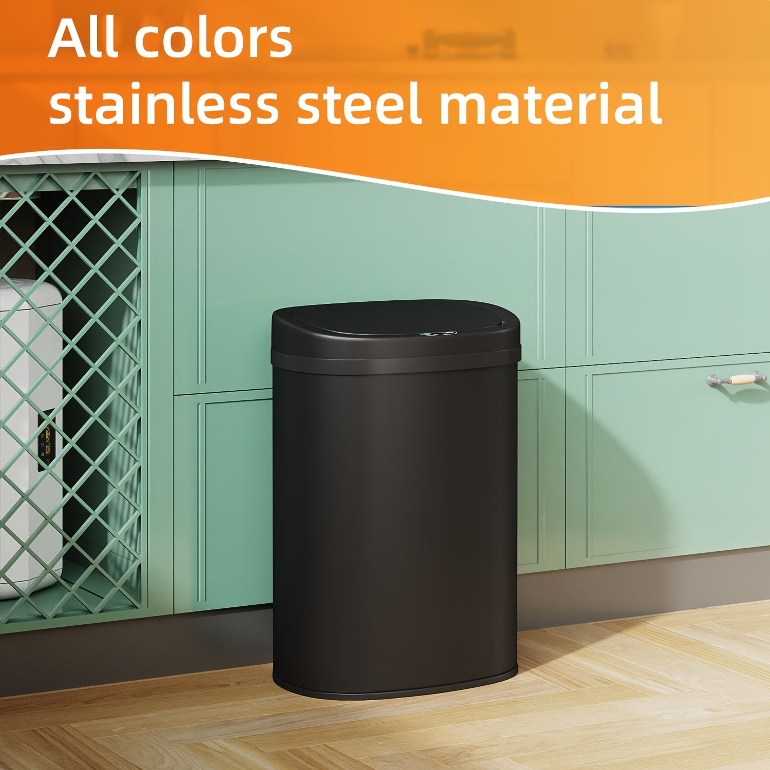 Automatic Trash Can, Touchless Motion Sensor Garbage Can, Stainless Steel with Lid Anti-Fingerprint Mute Designed, 13 Gallon 50L, for Kitchen Office Bedroom Living Room