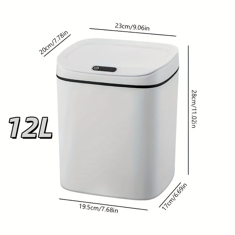 Motion-Activated Smart Trash Bin for Bathrooms, Featuring a Lid And Touchless Operation. Its Minimalist Design Makes It Ideal for Home, Kitchen, Office, Bathroom, And Outdoor Settings, Providing an Effective Solution for Kitchen Waste.