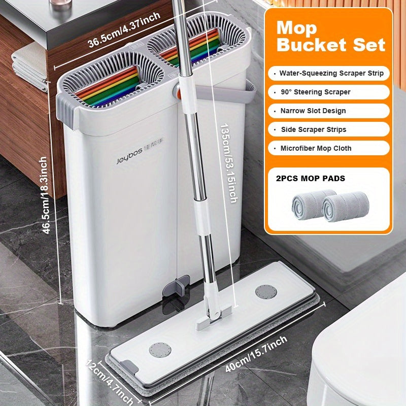 1 Set Microfiber Mop And Bucket Set-with Washable Reusable Microfiber Cloths, Dry-Wet Separation Bucket And Dehydration Function, Wet And Dry Mops, Family Wood Floor Tile Universal Home Cleaning Tool, Ideal for Bedroom, Kitchen, Bathroom