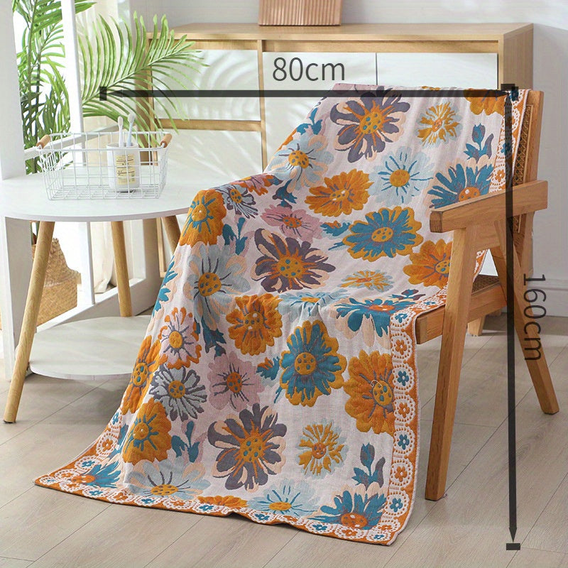 Luxuriously Soft & Ultra-Thick Oversized Bath Towel - Quick-Dry Technology, Lint-Free, Plush Rectangular Spa Wrap Towel with Modern Rabbit & Floral Design in Light Blue & Pink - High Absorbency, Durable, Beige for Home, Spa, Travel - Ideal for Adult