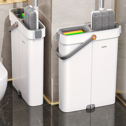 12.99inch Microfiber Flat Mop And Bucket Set Floor Cleaning System, Wet Dry Mop For Wall Cleaner With Long Handle, Hardwood Floor Mop With Microfiber Cloths. Bedroom\u002F Bathrooms\u002Fliving Room Mops For Floor Cleaning