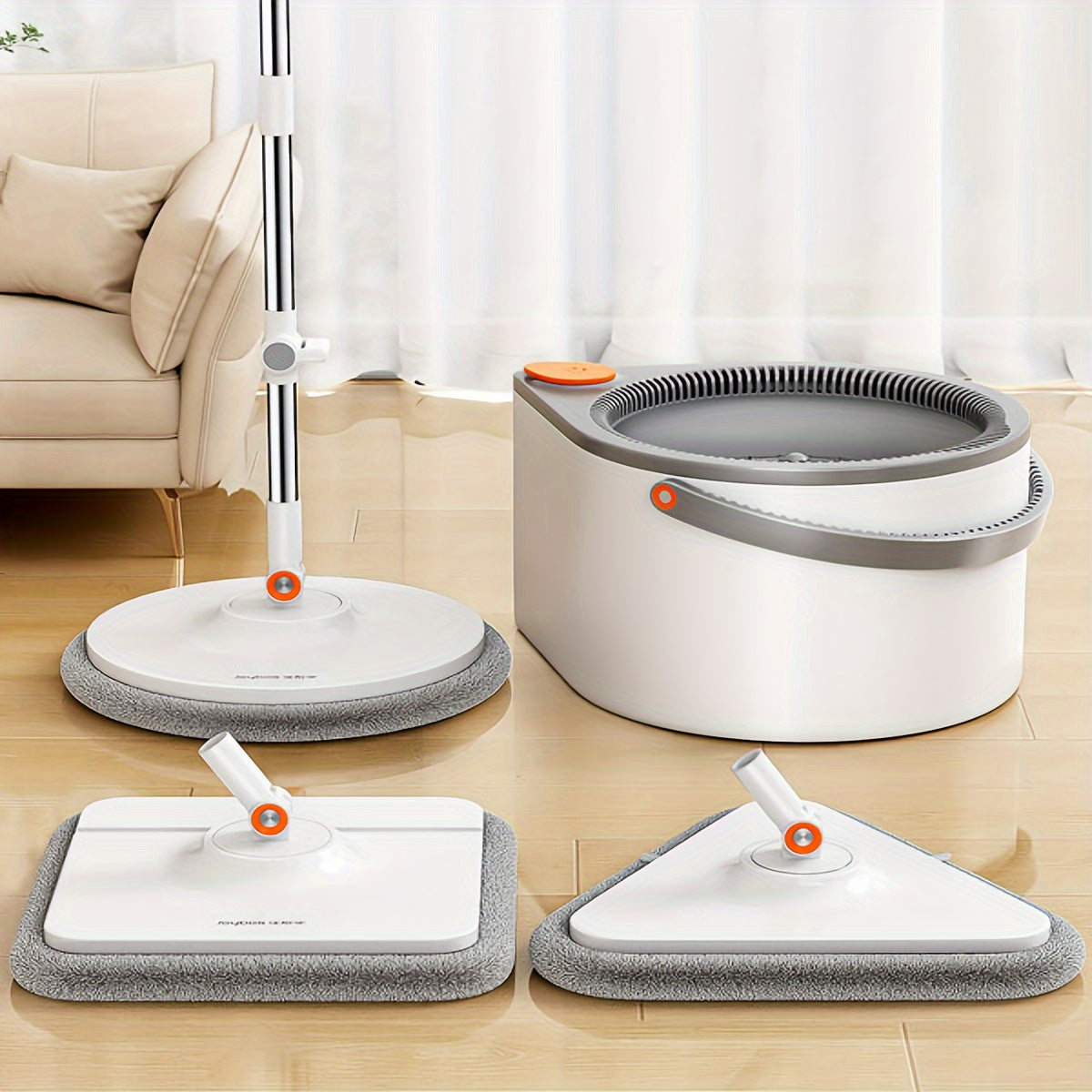 Joybos® Sewage Separation Hands-free Wash Mop And Bucket Set, With Three Types Mop Heads, Household Rotating Floor Mop, Lazy Mop, Dust Removal Mop, Dry And Wet Use, Perfect For Home, Kitchen, Bathroom Floor, Cleaning Supplies, Cleaning Tool.